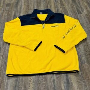 Nautica Competition Fleece Pullover Yellow Navy Logo Graphic Size XL